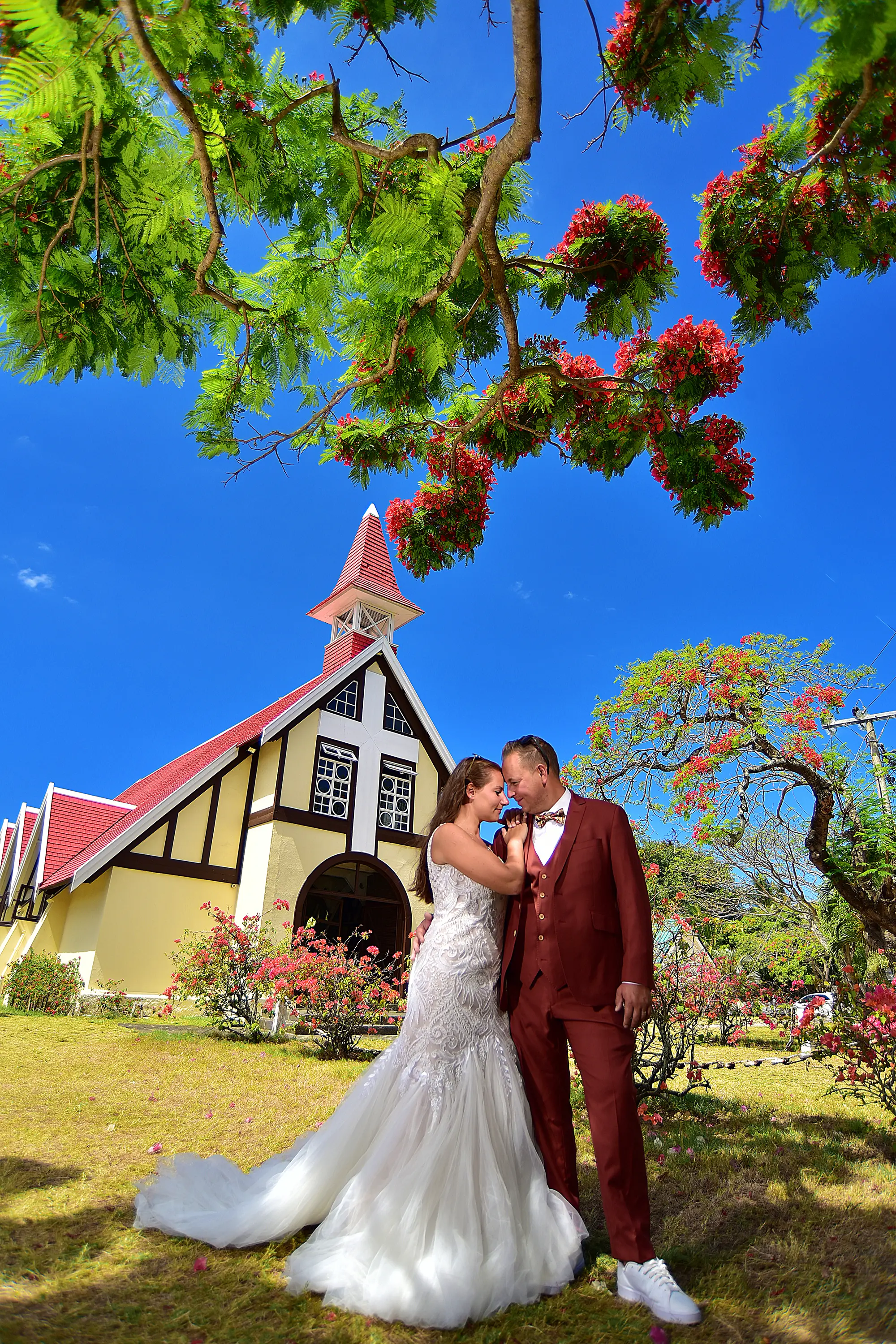 Notre Dame Auxiliatrice red church Cap Malheureux Mauritius
