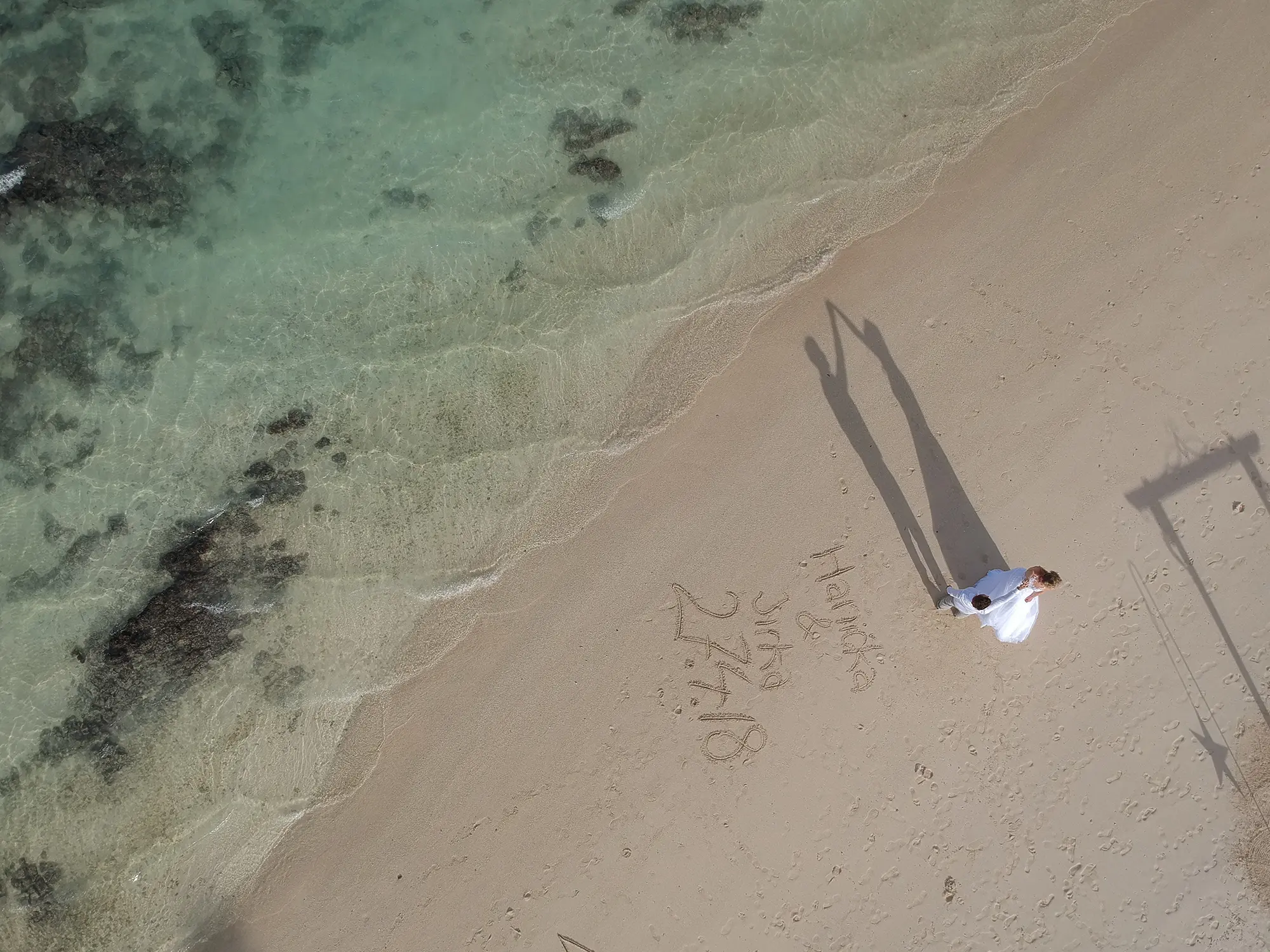 Belle Mare beach drone view east coast Mauritius