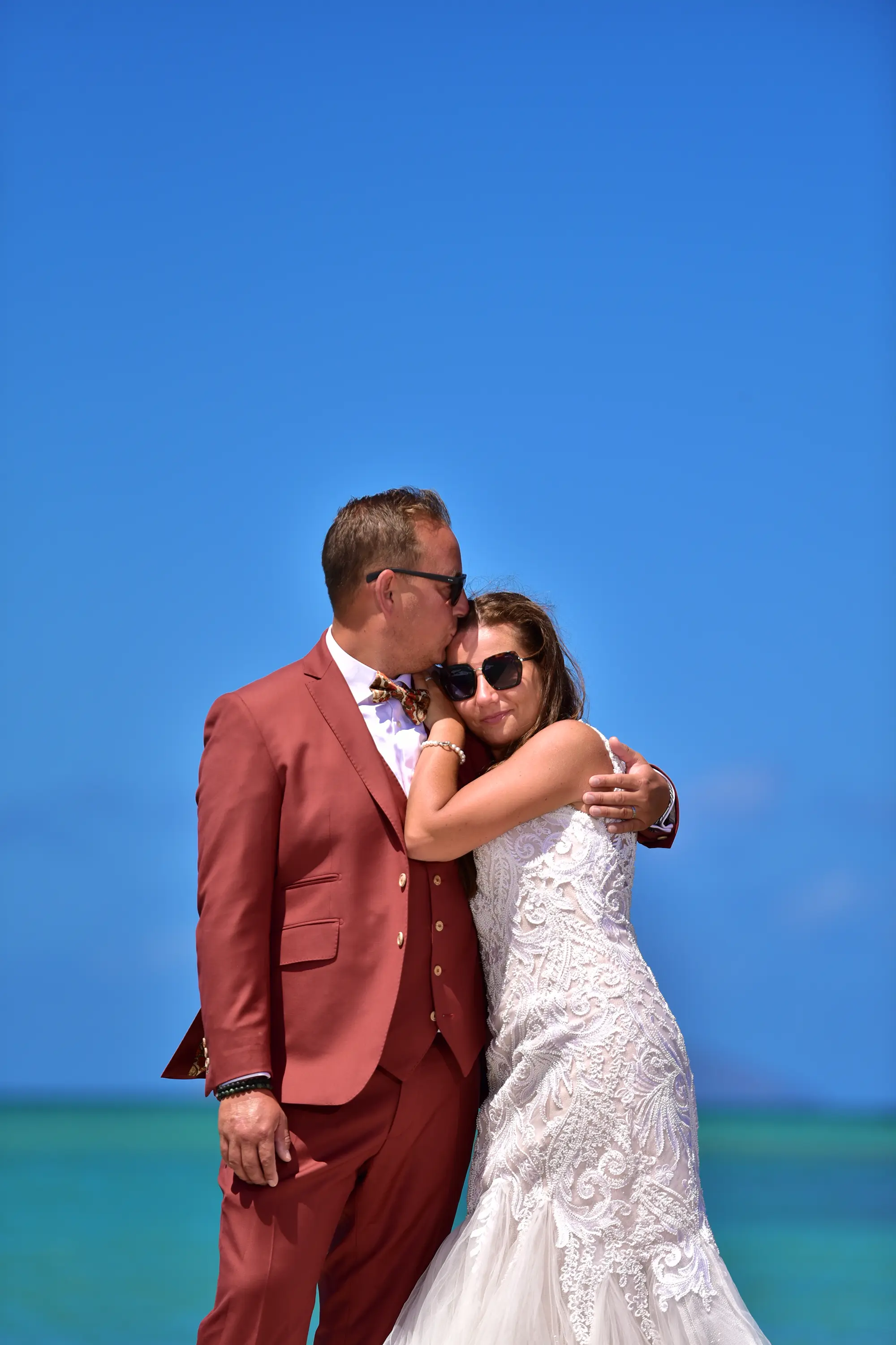Couple at Cap Malheureux church Mauritius