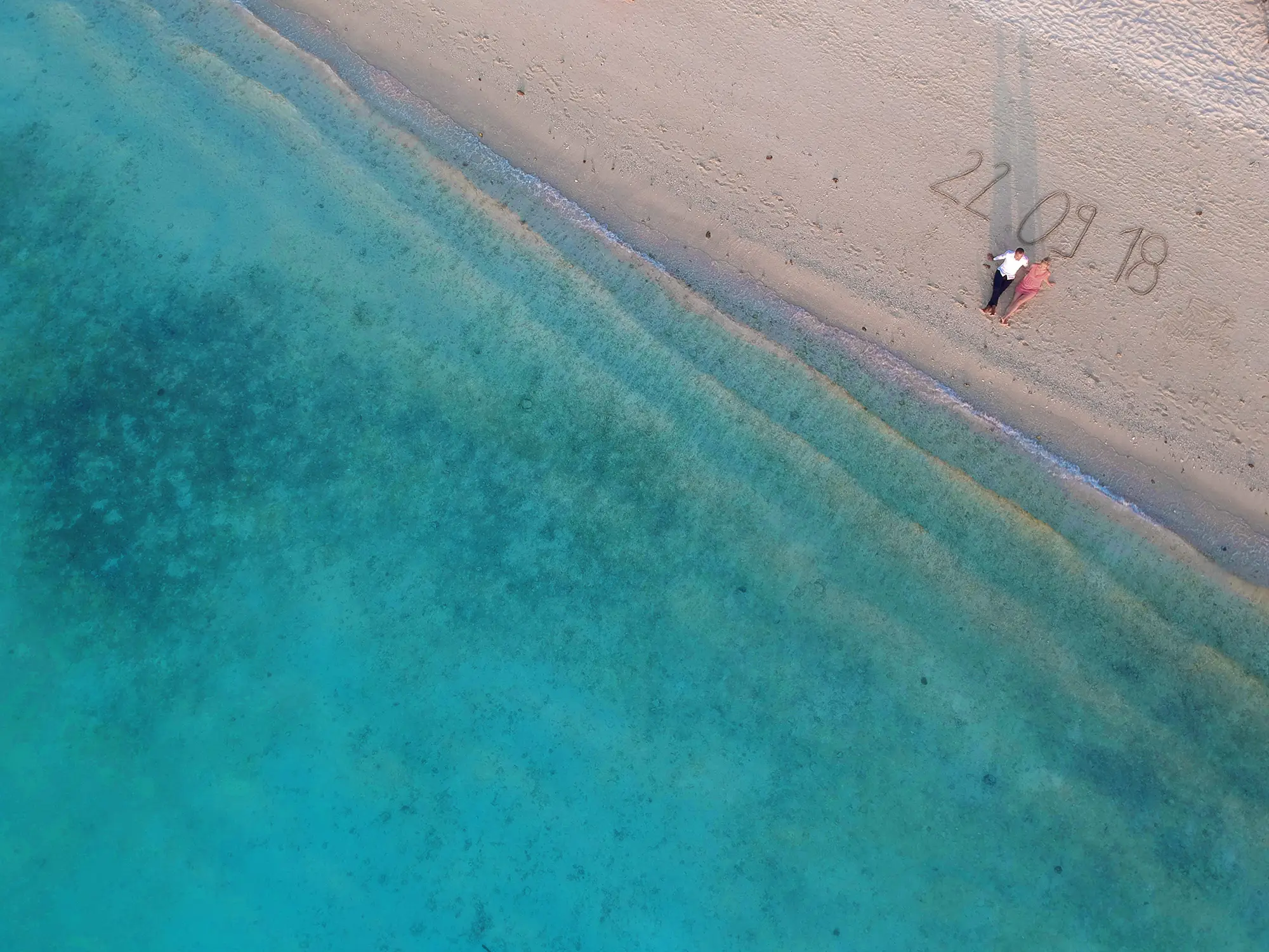 Trou aux Biches famous north coast lagoon aerial Mauritius
