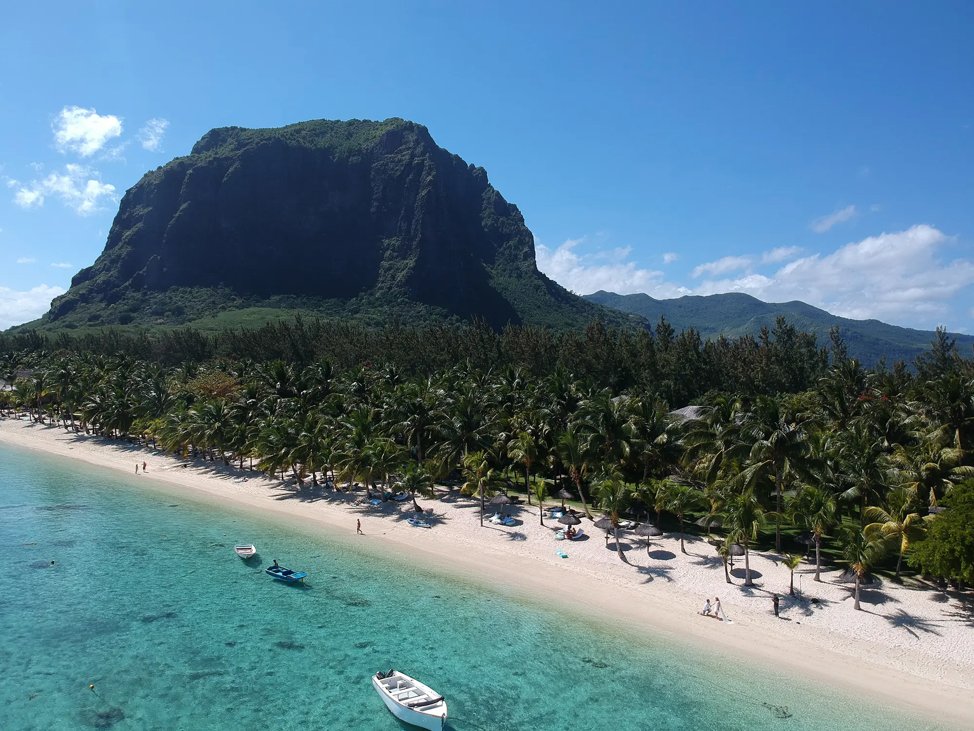 Le Morne Beach at golden hour, Mauritius — the most photographed beach on the island