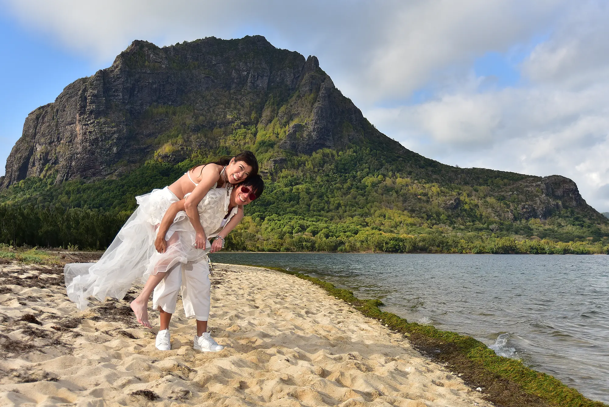 Romantic evening Le Morne beach Mauritius