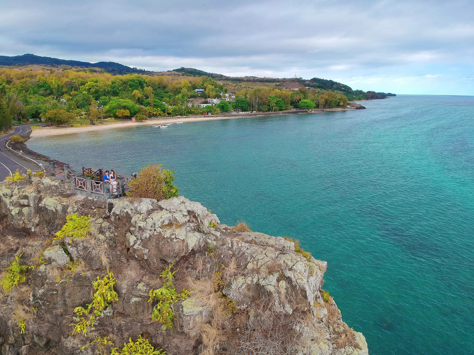 Maconde Viewpoint panoramic west coast drone photography Mauritius